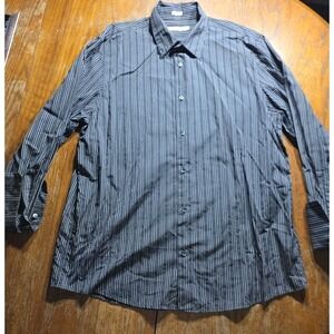 Men's Striped XL Black Shirt Button Down Long Sleeve Calvin Klein Vintage Y2K